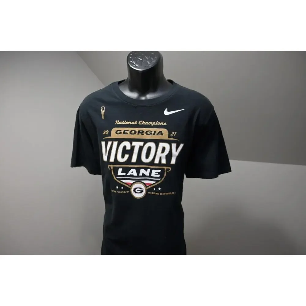 Nike Gym Shirt UGA Georgia Bulldogs National Champions Black Tee Mens Size XL‎